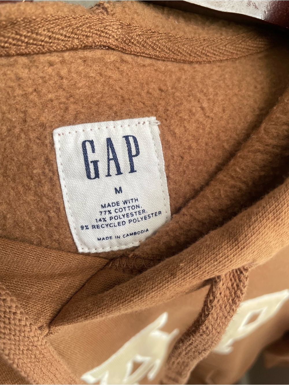 Gap Men’s Brown Logo Hoodie Sweatshirt Size Medium - Picture 2 of 8